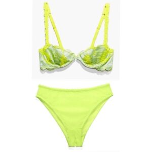 Savage X Fenty Perfect Poppy Lace Demi &  Crotchless Hi Leg Bikini Size 34D/XS